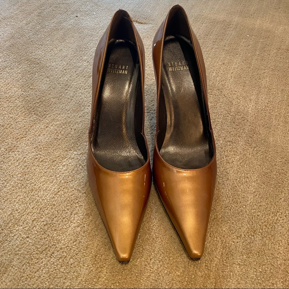 Stuart Weitzman Bronze Patent Heel - image 2